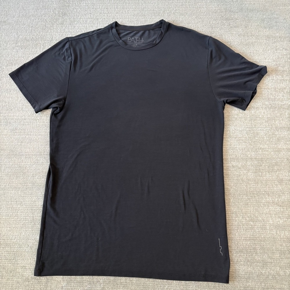 PATH Projects Shirt Mens L Black Short Sleeve Running Tee Stretch Lightweight